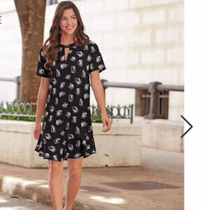 Mud Pie NWT NEW Floral Dress Lana Black Ikat Flounce Dress Floral Print Size Med